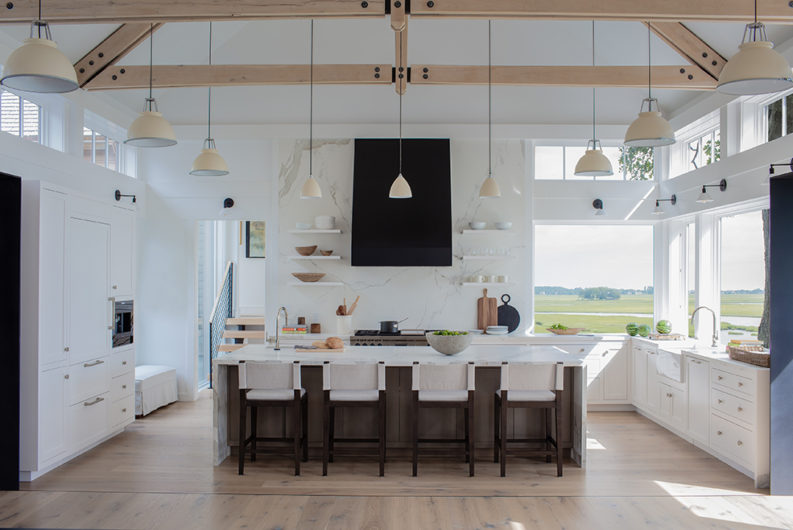 kitchen with wood beams kitchen island architecture by hutker architects